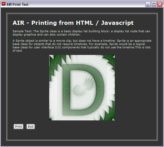 AIR Printing Example.
