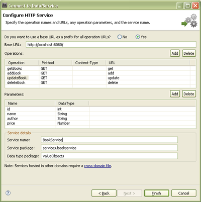 Connect to Data Service Wizard