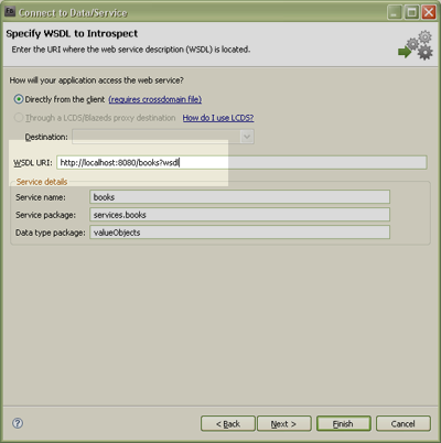 Connect to Data Service Wizard